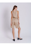 MELORIA SHORTS SATIN BEIGE AND THALO TOP 